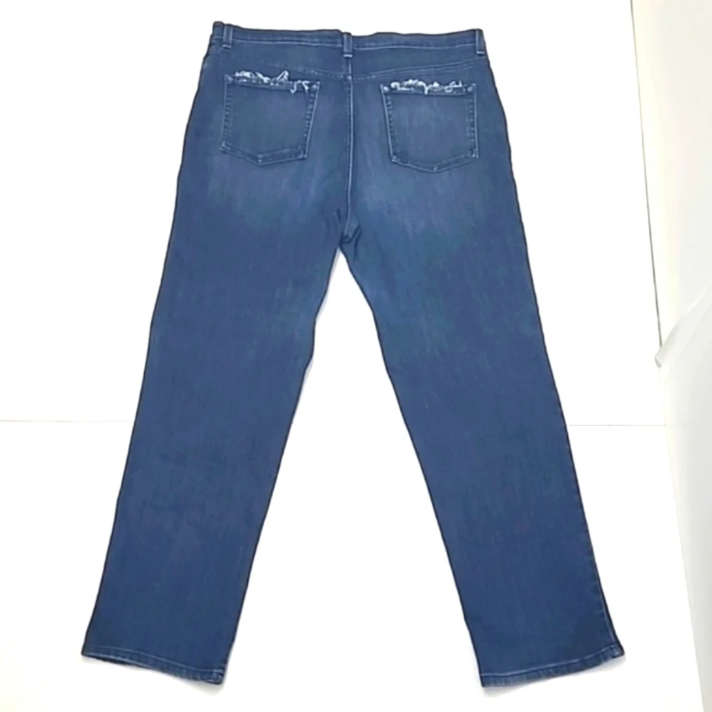 Gloria Vanderbilt Distressed Jeans High Waist Rise Denim Whiskered Straight Leg